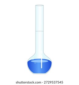 Illustration of a laboratory flask with blue liquid substance. Perfect for scientific, medical, or educational designs.