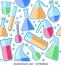 Illustration of laboratory glass, seamless pattern background