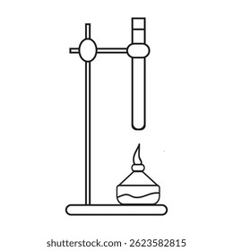 Illustration of a Laboratory Heating Experiment with Test Tube and Flame