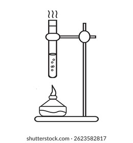 Illustration of a Laboratory Heating Experiment with Test Tube and Flame