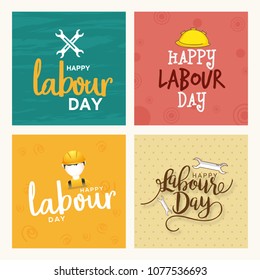 Illustration Of Labour Day Poster Or Banner Template Design Background.