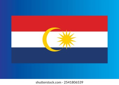 Ilustración de la bandera de identidad de Labuan - Labuan, es un territorio federal insular de Malasia. Su territorio incluye las islas Labuan y las seis Pequeñas.