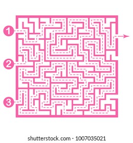 Illustration with labyrinth, maze conundrum for kids. Entry and exit. Children puzzle game.