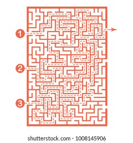 Illustration with labyrinth, maze conundrum for kids. Entry and exit. Children puzzle game.
