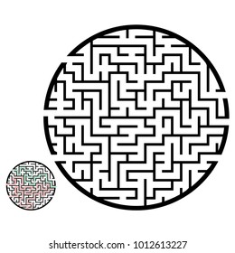 Illustration with labyrinth, maze conundrum for kids. Entry and exit. Children puzzle game.