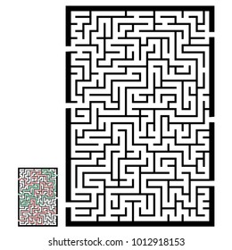 Illustration with labyrinth, maze conundrum for kids. Entry and exit. Children puzzle game.