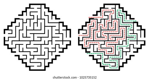 Illustration with labyrinth, maze conundrum for kids. Entry and exit. Children puzzle game.