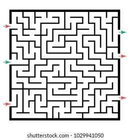 Illustration with labyrinth, maze conundrum for kids. Entry and exit. Children puzzle game.