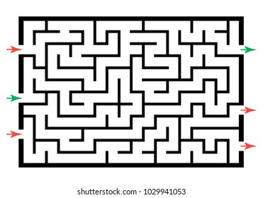 Illustration with labyrinth, maze conundrum for kids. Entry and exit. Children puzzle game.