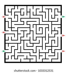 Illustration with labyrinth, maze conundrum for kids. Baby puzzle with entry and exit. Children puzzle game.
