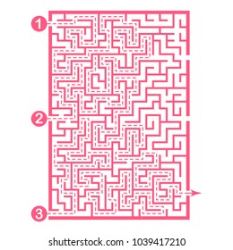 Illustration with labyrinth, maze conundrum for kids. Baby puzzle with entry and exit. Children puzzle game.