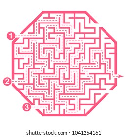 Illustration with labyrinth, maze conundrum for kids. Baby puzzle with entry and exit. Children puzzle game.