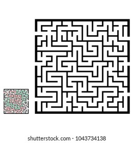 Illustration with labyrinth, maze conundrum for kids. Baby puzzle with entry and exit. Children puzzle game.
