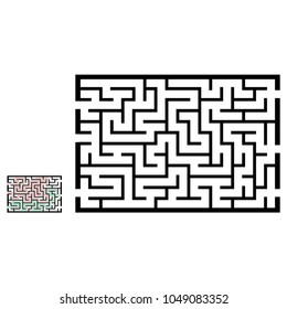 Illustration with labyrinth, maze conundrum for kids. Baby puzzle with entry and exit. Children puzzle game.