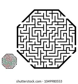 Illustration with labyrinth, maze conundrum for kids. Baby puzzle with entry and exit. Children puzzle game.