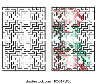 Ilustración con laberinto, enigma de laberinto para los niños. Bebé puzzle con entrada y salida. Juego de rompecabezas para niños.