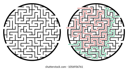 Illustration with labyrinth, maze conundrum for kids. Baby puzzle with entry and exit. Children puzzle game.