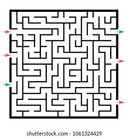 Illustration with labyrinth, maze conundrum for kids. Baby puzzle with entry and exit. Children puzzle game.