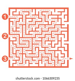 Illustration with labyrinth, maze conundrum for kids. Baby puzzle with entry and exit. Children puzzle game.