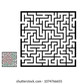Illustration with labyrinth, maze conundrum for kids. Baby puzzle with entry and exit. Children puzzle game.