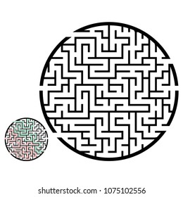 Illustration with labyrinth, maze conundrum for kids. Baby puzzle with entry and exit. Children puzzle game.