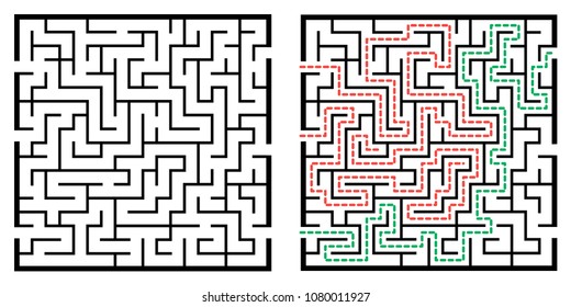 Illustration with labyrinth, maze conundrum for kids. Baby puzzle with entry and exit. Children puzzle game.