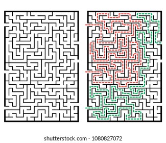 Illustration with labyrinth, maze conundrum for kids. Baby puzzle with entry and exit. Children puzzle game.