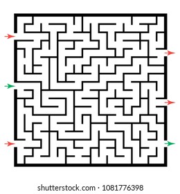 Illustration with labyrinth, maze conundrum for kids. Baby puzzle with entry and exit. Children puzzle game.