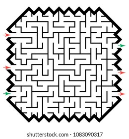 Illustration with labyrinth, maze conundrum for kids. Baby puzzle with entry and exit. Children puzzle game.