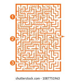 Illustration with labyrinth, maze conundrum for kids. Baby puzzle with entry and exit. Children puzzle game.