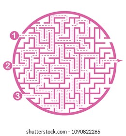 Illustration with labyrinth, maze conundrum for kids. Baby puzzle with entry and exit. Children puzzle game.