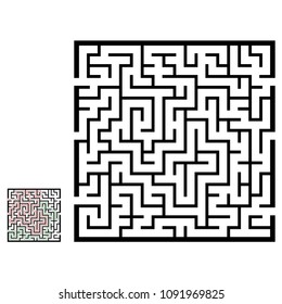 Illustration with labyrinth, maze conundrum for kids. Baby puzzle with entry and exit. Children puzzle game.