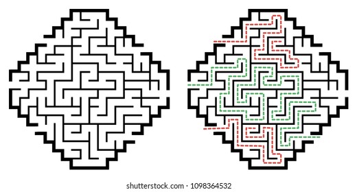 Illustration with labyrinth, maze conundrum for kids. Baby puzzle with entry and exit. Children puzzle game.