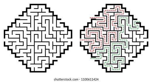 Illustration with labyrinth, maze conundrum for kids. Baby puzzle with entry and exit. Children puzzle game.