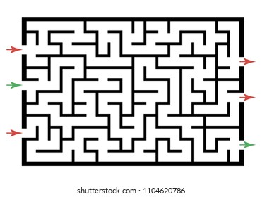 Illustration with labyrinth, maze conundrum for kids. Baby puzzle with entry and exit. Children riddle game.