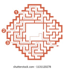 Illustration with labyrinth, maze conundrum for kids. Baby puzzle with entry and exit. Children riddle game.