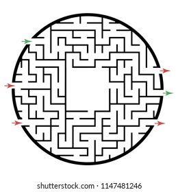 Illustration with labyrinth, maze conundrum for kids. Baby puzzle with entry and exit. Children riddle game.