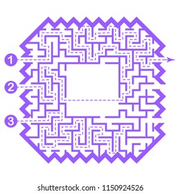 Illustration with labyrinth, maze conundrum for kids. Baby puzzle with entry and exit. Children riddle game.