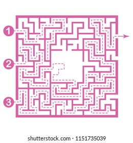 Illustration with labyrinth, maze conundrum for kids. Baby puzzle with entry and exit. Children riddle game.
