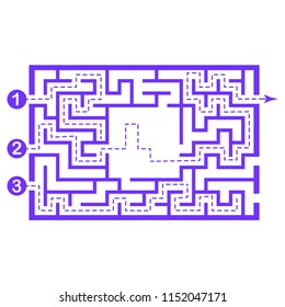 Illustration with labyrinth, maze conundrum for kids. Baby puzzle with entry and exit. Children riddle game.