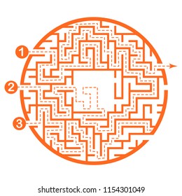Illustration with labyrinth, maze conundrum for kids. Baby puzzle with entry and exit. Children riddle game.