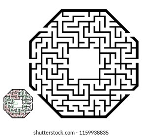 Illustration with labyrinth, maze conundrum for kids. Baby puzzle with entry and exit. Children riddle game.