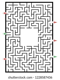 Illustration with labyrinth, maze conundrum for kids. Baby puzzle with entry and exit. Children riddle game.