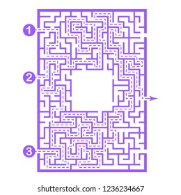 Illustration with labyrinth, maze conundrum for kids. Baby puzzle with entry and exit. Children riddle game.