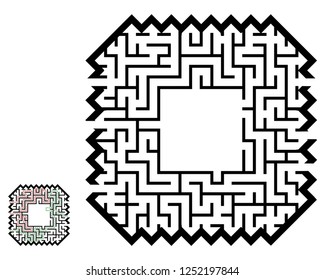 Illustration with labyrinth, maze conundrum for kids. Baby puzzle with entry and exit. Children riddle game.
