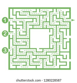 Illustration with labyrinth, maze conundrum for kids. Baby puzzle with entry and exit. Children riddle game.