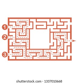 Illustration with labyrinth, maze conundrum for kids. Baby puzzle with entry and exit. Children riddle game.