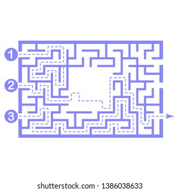 Illustration with labyrinth, maze conundrum for kids. Baby puzzle with entry and exit. Children riddle game.