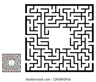 Illustration with labyrinth, maze conundrum for kids. Baby puzzle with entry and exit. Children riddle game.