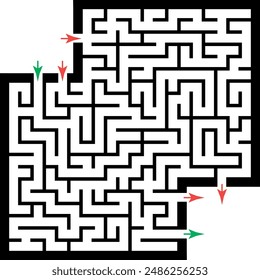 Illustration with labyrinth, maze conundrum for kids. Baby puzzle with entry and exit. Children puzzle game.